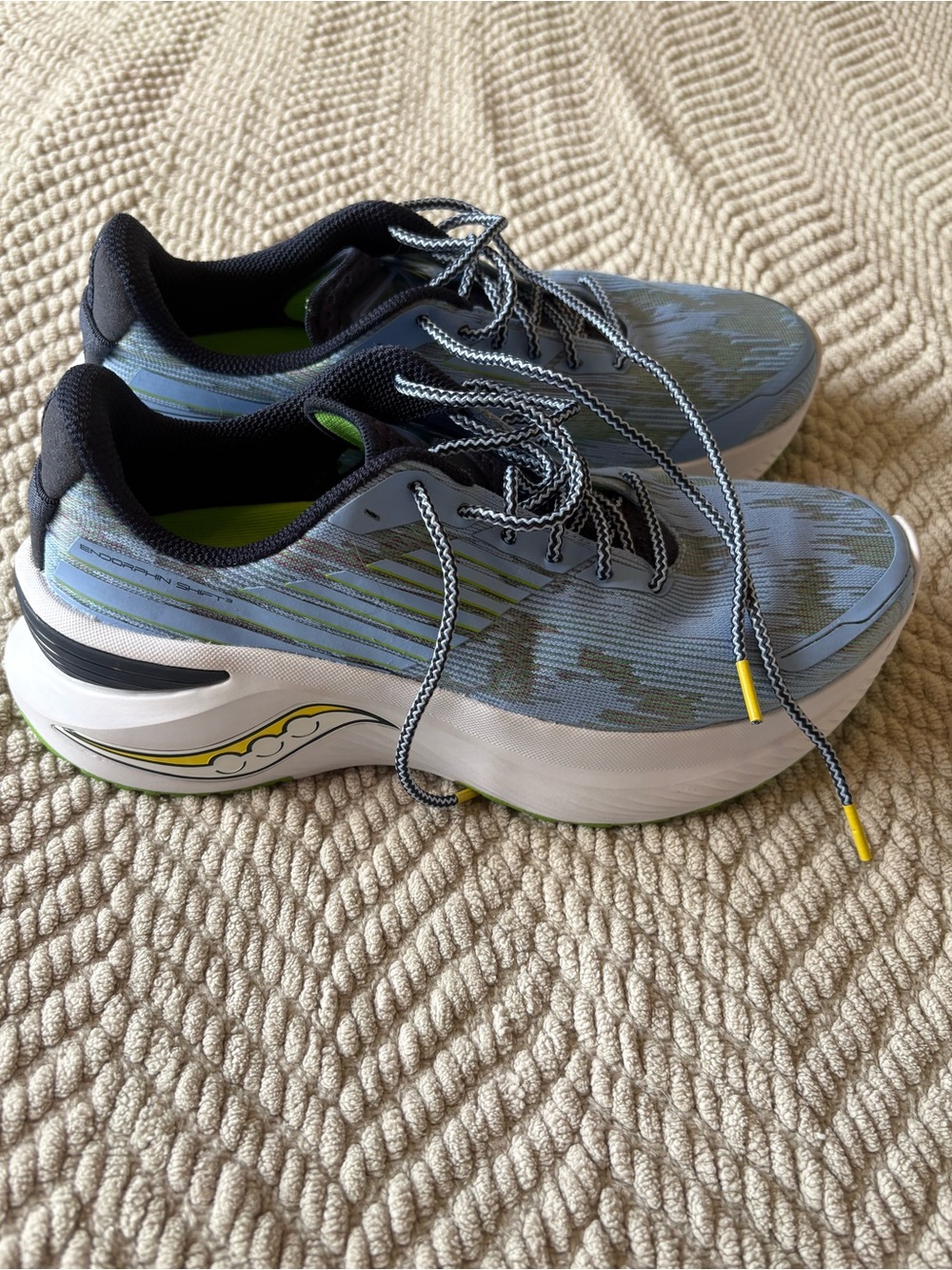 Saucony Endorphin Women's Light Blue and Lime Green Running Shoes